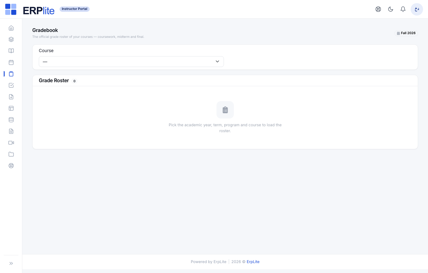 Instructor Portal › Gradebook